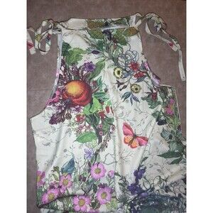 Floral Women's Romper XXL Hippie Overalls Cropped Sleeveless Flower Butterfly